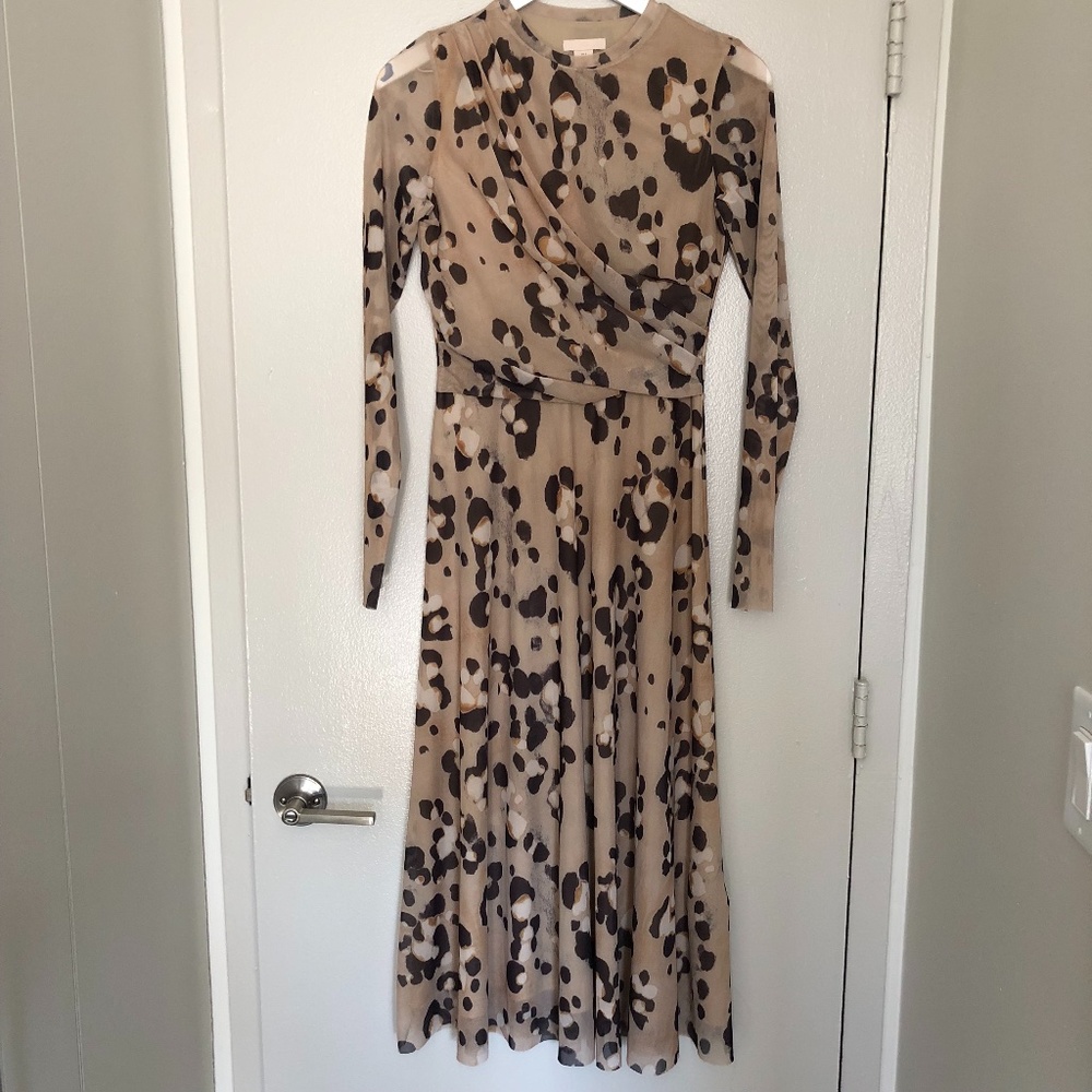Leo Print Mesh Dress Leopard S